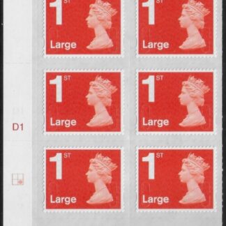 U3002  1st Large. vermilion  M16L  cyld. D1  grid position R2  C2    DLR  U/M (MNH)