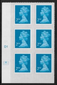 U2975  2nd blue CB  'MAIL' Cyld. D1  grid position  R1 C2   DLR  U/M (MNH)