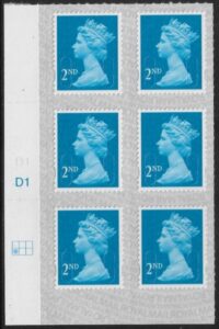 U2995 2nd blue CB M17L SBP T2 L/s Cyld. D1 grid position R2 C1 DLR U/M (MNH)