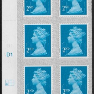 U2995  2nd blue CB  M17L  SBP T2 L/s  Cyld. D1  grid position  R2 C1   DLR  U/M (MNH)