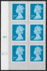 U2995 2nd blue CB M19L SBP T3 s/L Cyld. W1 grid position R2 C1 Walsall U/M (MNH)