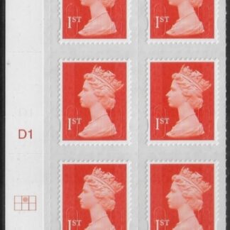 U2997  1st vermilion 2B  M15L   Cyld. D1  grid position  R1 C2  DLR  U/M (MNH)