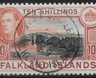 1938 Falkland Islands - SG162 10/- black and orange-brown used