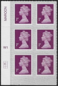 U2920 1p deep crimson M18L Cyld. W1 grid position R2 C1 SBP T3 s/L Walsall/ISP U/M (MNH)