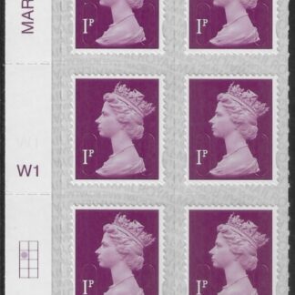 U2920  1p deep crimson M18L Cyld. W1  grid position  R2 C1  SBP T3 s/L  Walsall/ISP  U/M (MNH)