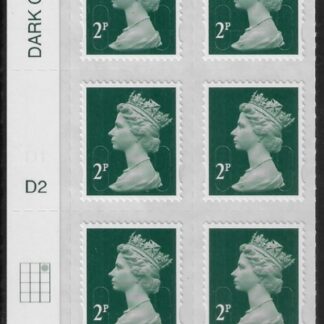 U2921  2p 2B deep green M16L  cyld. D2  grid position R1  C3  DLR  U/M (MNH)