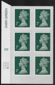 U2921  2p 2B deep green M16L  cyld. D2  grid position R4  C3  DLR  U/M (MNH)