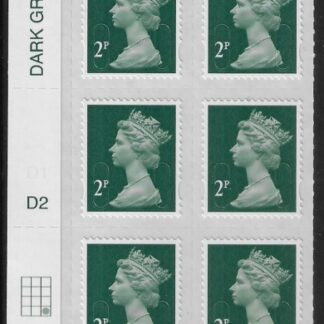 U2921  2p 2B deep green M16L  cyld. D2  grid position R4  C3  DLR  U/M (MNH)