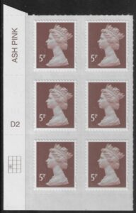 U2922 5p dull red brown M16L Cyld D2  grid position R3  C1  DLR. U/M (MNH)