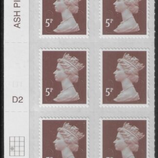 U2922 5p dull red brown M16L Cyld D2  grid position R3  C1  DLR. U/M (MNH)