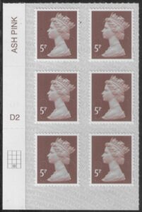 U2922 5p dull red brown M17L Cyld D2 grid position R4 C2 SBP T2 L/s DLR. U/M (MNH)