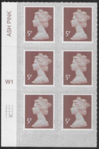 U2922 5p dull red brown M18L Cyld W1  grid position R4 C2  SBP T2 L/s  Walsall U/M (MNH)