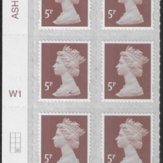 U2922 5p dull red brown M18L Cyld W1  grid position R4 C2  SBP T2 L/s  Walsall U/M (MNH)