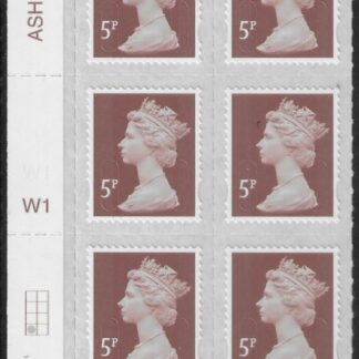 U2922 5p dull red brown M18L Cyld W1  grid position R4 C1  SBP T2 L/s  Walsall U/M (MNH)