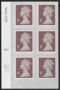 U2922 5p dull red brown M21L Cyld W1  grid position R2 C1  SBP T2 L/s  Walsall U/M (MNH)