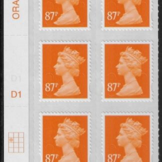 U2930  87p  2B yellow orange  M12L  cyld. D1  grid position R2 C1   DLR  U/M (MNH)