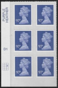 U2932  97p violet  2B   M14L  cyld. D1  grid position  R2 C3  DLR  U/M (MNH)