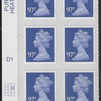U2932  97p violet  2B   M14L  cyld. D1  grid position  R2 C3  DLR  U/M (MNH)