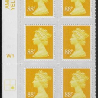 U2931  88p yellow 2B  M13L  cyld.  W1  grid position R2 C2  Walsall U/M (MNH)