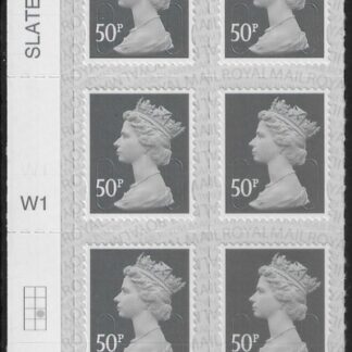 U2925  50p 2B  slate M19L  Cyld.  W1  grid position  R3 C2  SBP T3 s/L Walsall U/M (MNH)