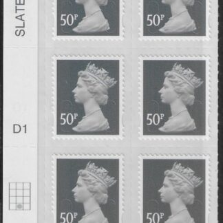 U2925  50p 2B  slate M12L  Cyld.  D1  grid position  R4 C2   DLR  U/M (MNH)