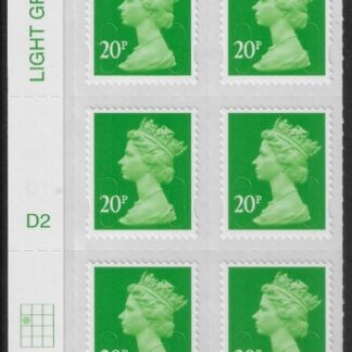 U2924 20p Green M12L Cyld. D2  grid position R2 C1   DLR U/M (MNH)