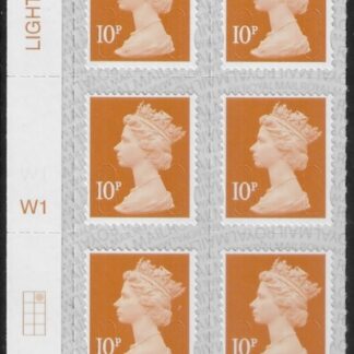 U2923 10p dull orange M19L Cyld W1  grid position R1 C2  SBP T3 s/L  Walsall U/M (MNH)