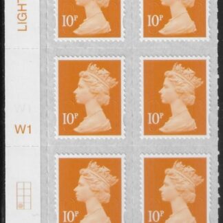 U2923 10p dull orange M18L Cyld W1  grid position R4 C1  SBP T2 L/s  Walsall U/M (MNH)