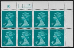 X997 (UG13)  Waddington 4p greenish blue Cyld. 8a 6b  dot.  U/M (MNH)