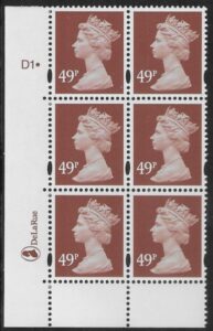 Y1725 (U423) 49p red-brown. DLR Cyld. D1dot U/M (MNH)