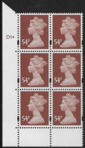 Y1728 (U444)  54p red-brown DLR  cyl. D1 dot. phos D1 U/M (MNH)