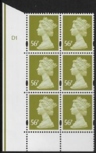 Y1729 (-)  56p yellow-olive DLR  cyl. D1 no dot. phos D1 U/M (MNH)