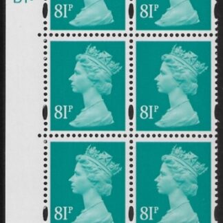 Y1739 (-)  81p turquoise green DLR  cyl. D1 dot  U/M (MNH)