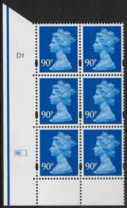 Y1741 (-) 90p ultramarine DLR cyld. D1 left. U/M (MNH)