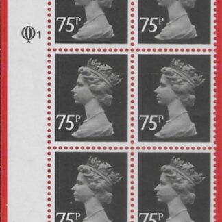 X1023 (UG131)  Questa 75p black Type 1 Cyld. Q1 left U/M (MNH)
