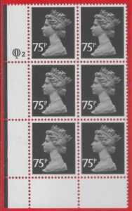 X1023 (UG131) Questa 75p black Type 1 Cyld. Q2 left U/M (MNH)