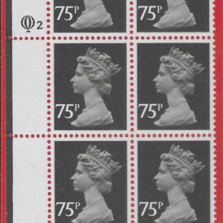X1023 (UG131)  Questa 75p black Type 1 Cyld. Q2 left U/M (MNH)