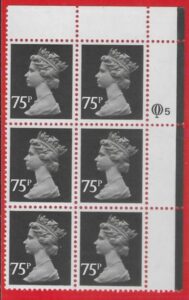 X1023 (UG130) Questa 75p black Type 1 Cyld. Q5 row 1 U/M (MNH)