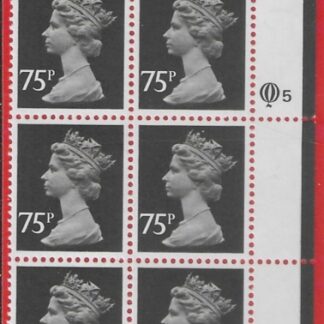 X1023 (UG130)  Questa 75p black Type 1 Cyld. Q5  row 1 U/M (MNH)