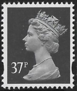 Y1704  37p 2B grey-black. blue fluor. ex sheet  DLR. U/M (MNH)