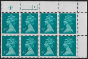 X997 (UG13) Waddington 4p greenish blue Cyld. 8a 7b no dot. U/M (MNH)