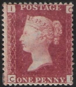 SG.43 1d rose red. corner letters 'CI' Plate 93  mint Original Gum