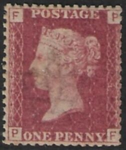 SG.43 1d rose red. corner letters 'PF' Plate 104  mint Original Gum