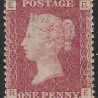SG.43 1d rose red. corner letters 'RE' Plate 134  mint Original Gum