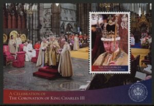 2023 South Georgia. MS826  Coronation of King Charles III.  mini sheet. U/M (MNH)