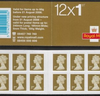 MF3a  12 x 1st  gold. containing SG.2295 new pricing structure on back.  (Walsall) U/M (MNH)