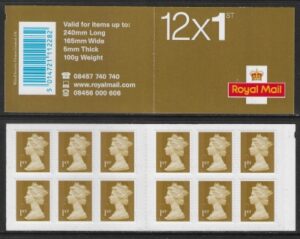 MF5 12 x 1st gold. SG.U2986 'MTIL' no date. with printers name. (Walsall) U/M (MNH)