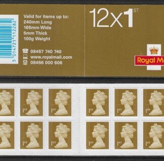 MF5 12 x 1st  gold.  SG.U2986 'MTIL' no date. with printers name. (Walsall) U/M (MNH)
