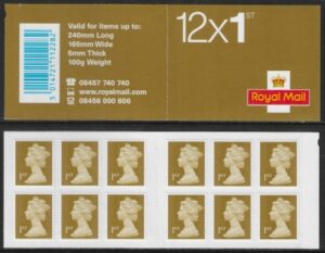 MF5a 12 x 1st gold. SG.U2986 'MTIL no date. 'no printers name' (Walsall) U/M (MNH)