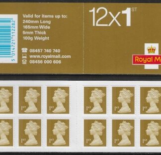 MF5a  12 x 1st  gold.  SG.U2986 'MTIL  no date.  'no printers name' (Walsall) U/M (MNH)